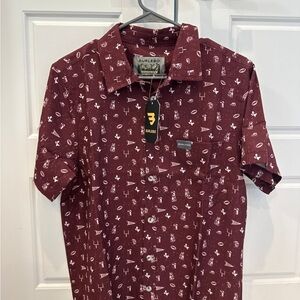 BURLEBO Men's Burgundy Patterned Shirt